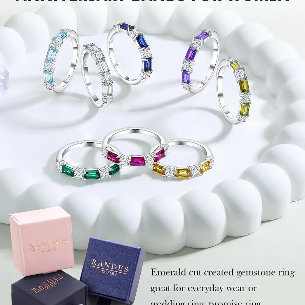 3mm Aquamarine Eternity Ring - Stackable Birthsto… - image 4